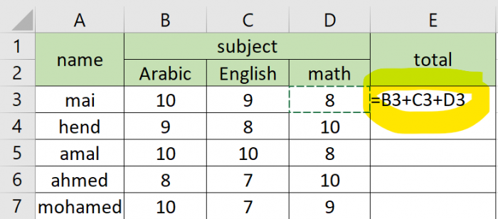  كيفية عمل معادلة جمع على Excel